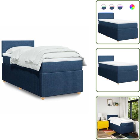 Coprimaterasso per letto - vidaXL Giroletto a Molle con Materasso Blu 90x200 cm inTessuto - Letto con testiera