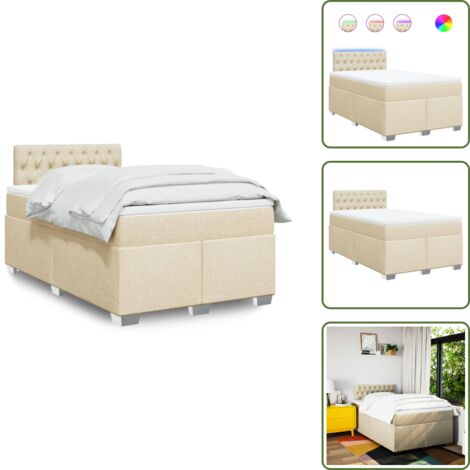 Coprimaterasso per letto - vidaXL Giroletto a Molle con Materasso Crema 120x200 cm in Tessuto - Letto con testiera