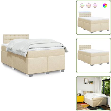 Coprimaterasso per letto - vidaXL Giroletto a Molle con Materasso Crema 120x200 cm in Tessuto - Letto con testiera
