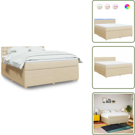 Coprimaterasso per letto - vidaXL Giroletto a Molle con Materasso Crema 180x200 cm in Tessuto - Letto con testiera