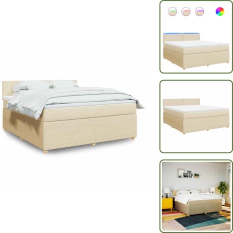 Coprimaterasso per letto - vidaXL Giroletto a Molle con Materasso Crema 180x200 cm in Tessuto - Letto con testiera