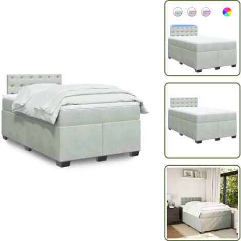 Coprimaterasso per letto - vidaXL Giroletto a Molle con Materasso Grigio Chiaro 120x200cm Velluto - Letto con testiera