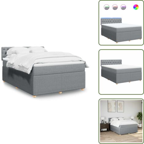 Coprimaterasso per letto - vidaXL Giroletto a Molle con Materasso Grigio Chiaro 140x190cm Tessuto -