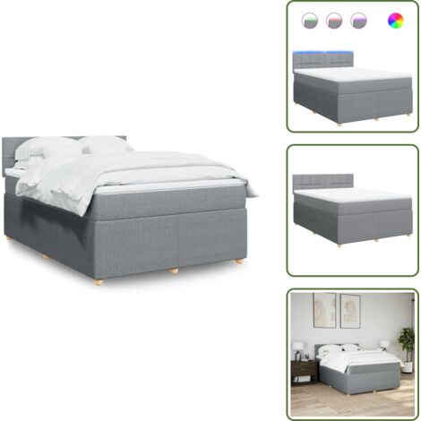 Coprimaterasso per letto - vidaXL Giroletto a Molle con Materasso Grigio Chiaro 140x190cm Tessuto -