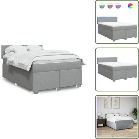 Coprimaterasso per letto - vidaXL Giroletto a Molle con Materasso Grigio Chiaro 140x190cm Tessuto - Letto con testiera
