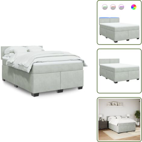 Coprimaterasso per letto - vidaXL Giroletto a Molle con Materasso Grigio Chiaro 140x190cm Velluto - Letto con testiera