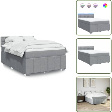 Coprimaterasso per letto - vidaXL Giroletto a Molle con Materasso Grigio Chiaro 160x200cm Tessuto - Letto con testiera