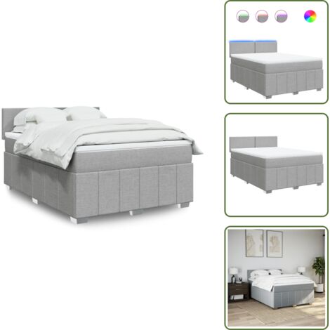 Coprimaterasso per letto - vidaXL Giroletto a Molle con Materasso Grigio Chiaro 160x200cm Tessuto - Letto con testiera