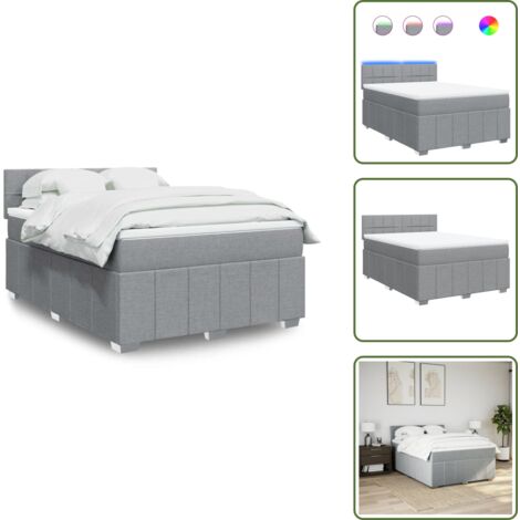 Coprimaterasso per letto - vidaXL Giroletto a Molle con Materasso Grigio Chiaro 160x200cm Tessuto - Letto con testiera
