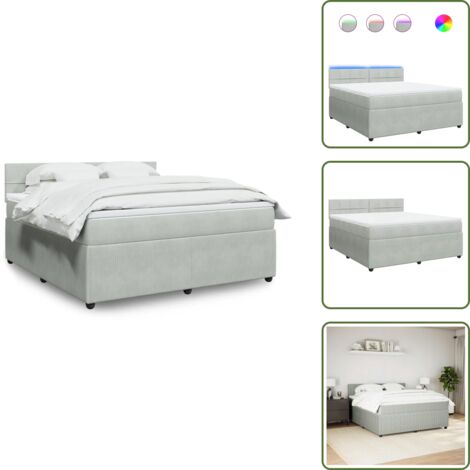 Coprimaterasso per letto - vidaXL Giroletto a Molle con Materasso Grigio Chiaro 180x200cm Velluto - Letto con testiera