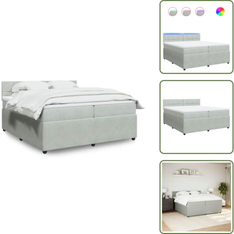 Coprimaterasso per letto - vidaXL Giroletto a Molle con Materasso Grigio Chiaro 200x200cm Velluto - Letto con testiera