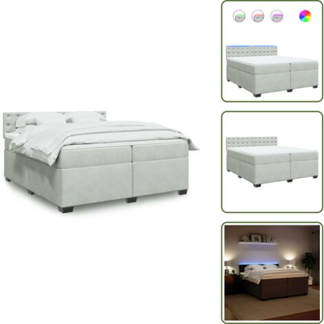 Coprimaterasso per letto - vidaXL Giroletto a Molle con Materasso Grigio Chiaro 200x200cm Velluto - Letto con testiera