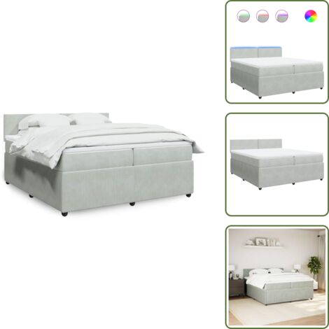 Coprimaterasso per letto - vidaXL Giroletto a Molle con Materasso Grigio Chiaro 200x200cm Velluto - Letto con testiera