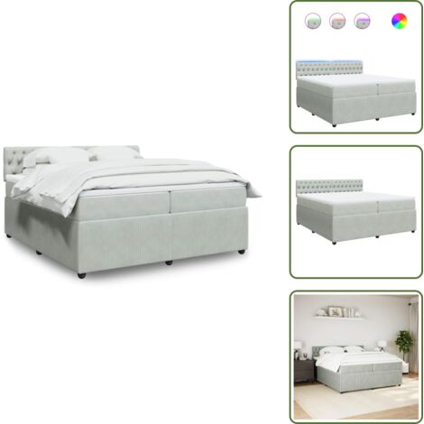 Coprimaterasso per letto - vidaXL Giroletto a Molle con Materasso Grigio Chiaro 200x200cm Velluto - Letto con testiera