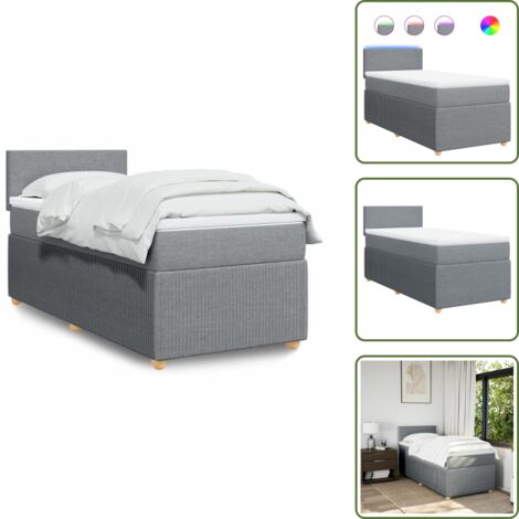 Coprimaterasso per letto - vidaXL Giroletto a Molle con Materasso Grigio Chiaro 90x190 cm Tessuto - Letto con testiera