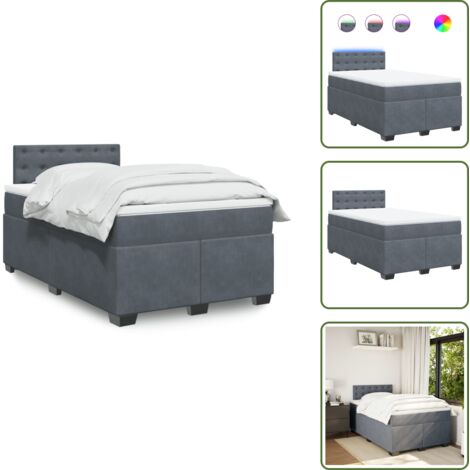 Coprimaterasso per letto - vidaXL Giroletto a Molle con Materasso Grigio Scuro 120x190 cm Velluto - Letto con testiera