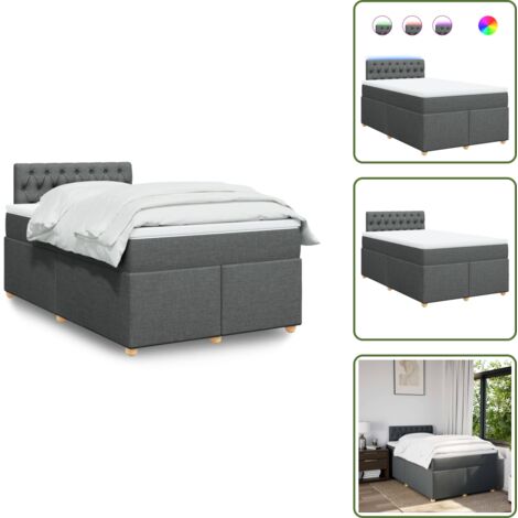 Coprimaterasso per letto - vidaXL Giroletto a Molle con Materasso Grigio Scuro 120x190cm Tessuto - Letto con testiera