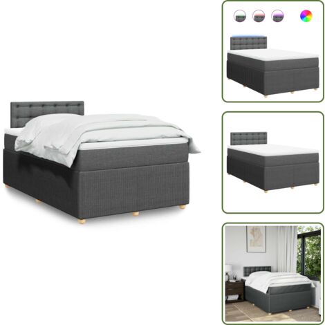 Coprimaterasso per letto - vidaXL Giroletto a Molle con Materasso Grigio Scuro 120x190cm Tessuto - Letto con testiera