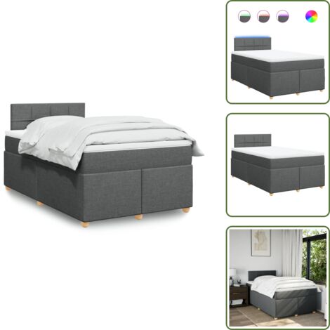 Coprimaterasso per letto - vidaXL Giroletto a Molle con Materasso Grigio Scuro 120x190cm Tessuto - Letto con testiera