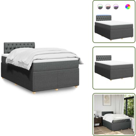 Coprimaterasso per letto - vidaXL Giroletto a Molle con Materasso Grigio Scuro 120x190cm Tessuto - Letto con testiera