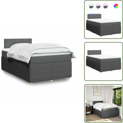 Coprimaterasso per letto - vidaXL Giroletto a Molle con Materasso Grigio Scuro 120x190cm Tessuto - Letto con testiera