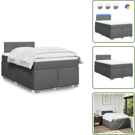 Coprimaterasso per letto - vidaXL Giroletto a Molle con Materasso Grigio Scuro 120x190cm Tessuto - Letto con testiera