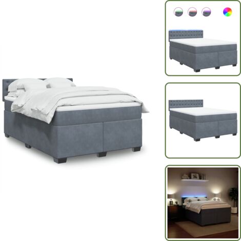 Coprimaterasso per letto - vidaXL Giroletto a Molle con Materasso Grigio Scuro 140x190 cm Velluto - Letto con testiera