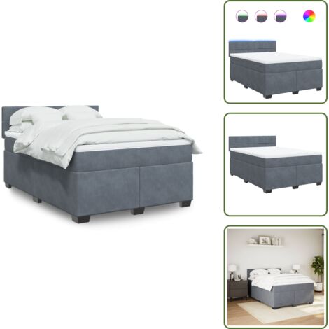 Coprimaterasso per letto - vidaXL Giroletto a Molle con Materasso Grigio Scuro 140x190 cm Velluto - Letto con testiera