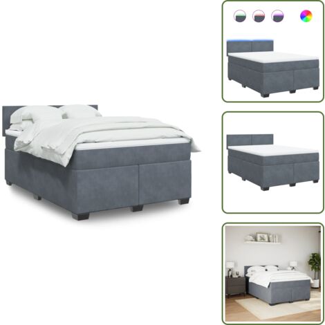 Coprimaterasso per letto - vidaXL Giroletto a Molle con Materasso Grigio Scuro 140x190 cm Velluto - Letto con testiera