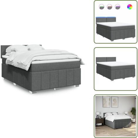 Coprimaterasso per letto - vidaXL Giroletto a Molle con Materasso Grigio Scuro 160x200 cm Tessuto - Letto con testiera
