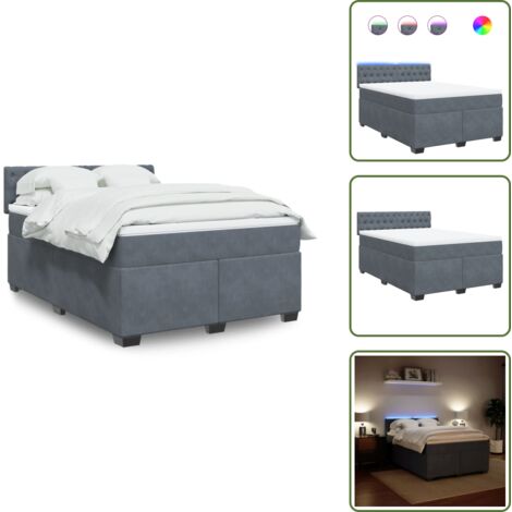 Coprimaterasso per letto - vidaXL Giroletto a Molle con Materasso Grigio Scuro 160x200 cm Velluto - Letto con testiera