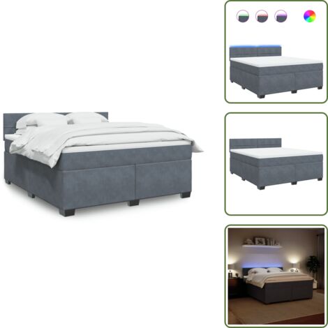 Coprimaterasso per letto - vidaXL Giroletto a Molle con Materasso Grigio Scuro 180x200 cm Velluto - Letto con testiera