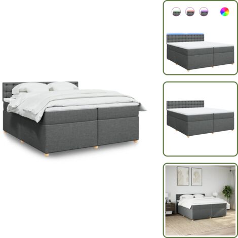 Coprimaterasso per letto - vidaXL Giroletto a Molle con Materasso Grigio Scuro 200x200 cm Tessuto - Letto con testiera