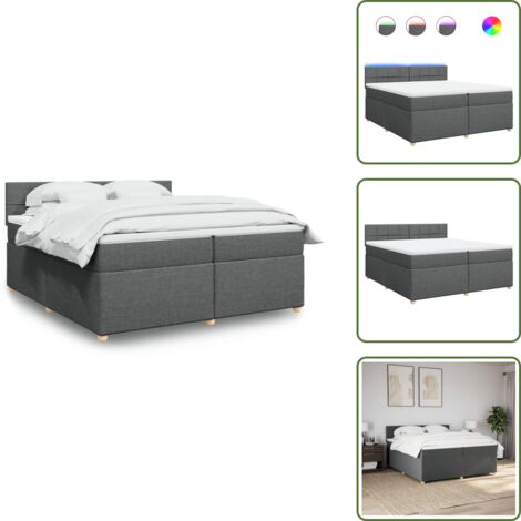 Coprimaterasso per letto - vidaXL Giroletto a Molle con Materasso Grigio Scuro 200x200 cm Tessuto - Letto con testiera