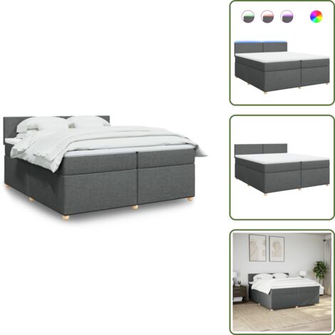 Coprimaterasso per letto - vidaXL Giroletto a Molle con Materasso Grigio Scuro 200x200 cm Tessuto - Letto con testiera