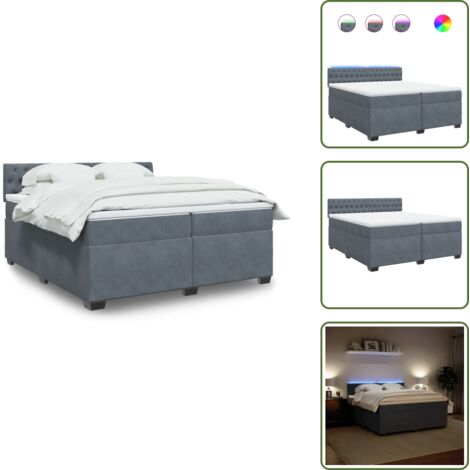 Coprimaterasso per letto - vidaXL Giroletto a Molle con Materasso Grigio Scuro 200x200 cm Velluto - Letto con testiera