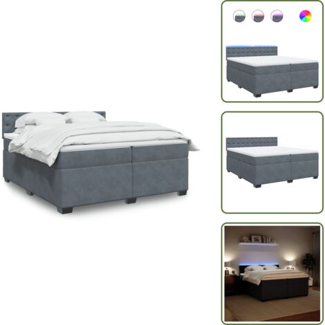 Coprimaterasso per letto - vidaXL Giroletto a Molle con Materasso Grigio Scuro 200x200 cm Velluto - Letto con testiera