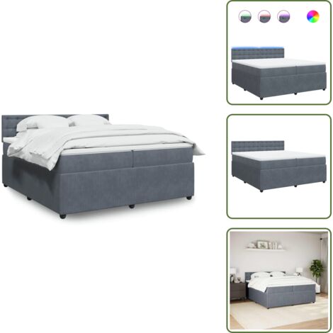 Coprimaterasso per letto - vidaXL Giroletto a Molle con Materasso Grigio Scuro 200x200 cm Velluto - Letto con testiera