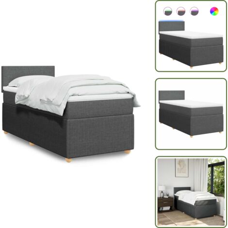Coprimaterasso per letto - vidaXL Giroletto a Molle con Materasso Grigio Scuro 90x190 cm Tessuto - Letto con testiera