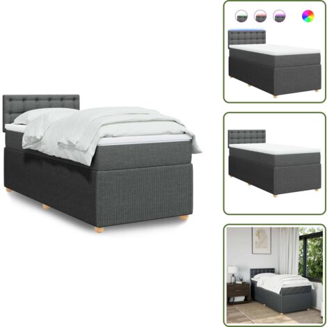 Coprimaterasso per letto - vidaXL Giroletto a Molle con Materasso Grigio Scuro 90x190 cm Tessuto - Letto con testiera