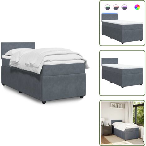 Coprimaterasso per letto - vidaXL Giroletto a Molle con Materasso Grigio Scuro 90x190 cm Velluto - Letto con testiera