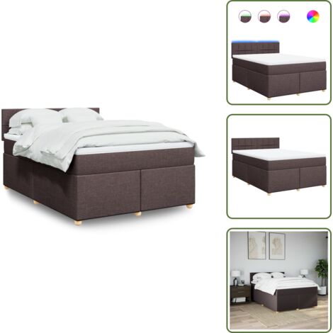 Coprimaterasso per letto - vidaXL Giroletto a Molle con Materasso Marrone Scuro 140x190cm Tessuto - Letto con testiera