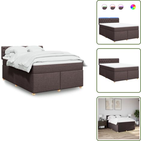 Coprimaterasso per letto - vidaXL Giroletto a Molle con Materasso Marrone Scuro 140x190cm Tessuto - Letto con testiera