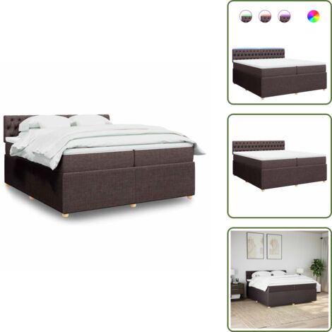 Coprimaterasso per letto - vidaXL Giroletto a Molle con Materasso Marrone Scuro 200x200cm Tessuto -