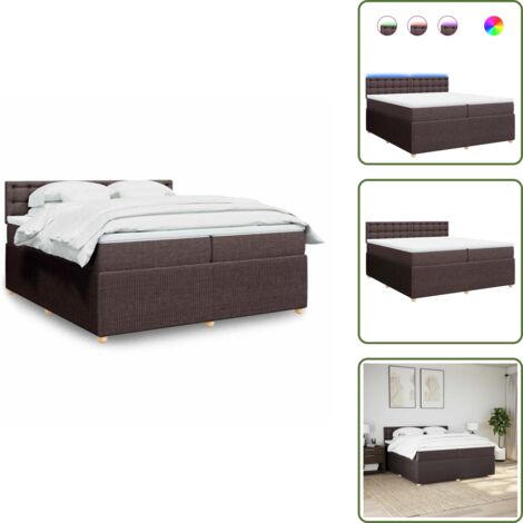 Coprimaterasso per letto - vidaXL Giroletto a Molle con Materasso Marrone Scuro 200x200cm Tessuto -
