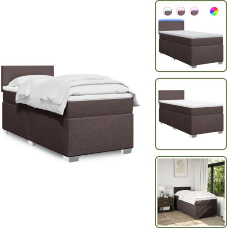 Coprimaterasso per letto - vidaXL Giroletto a Molle con Materasso Marrone Scuro 90x190cm Tessuto - Letto con testiera