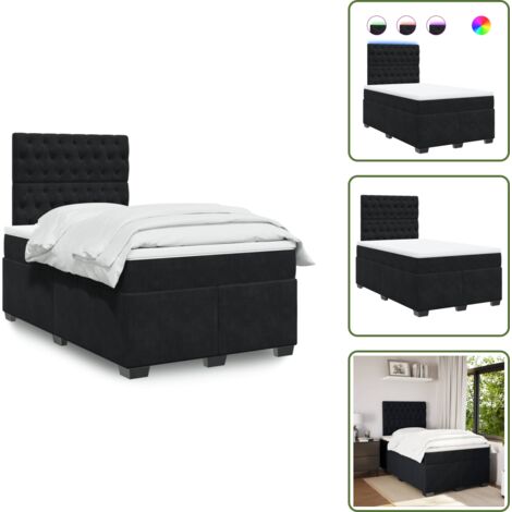Coprimaterasso per letto - vidaXL Giroletto a Molle con Materasso Nero 120x190 cm in Velluto - Luci a LED per letto
