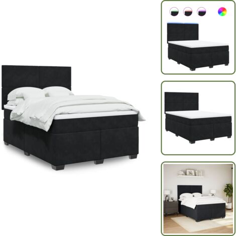 Coprimaterasso per letto - vidaXL Giroletto a Molle con Materasso Nero 160x200 cm in Velluto - Luci a LED per letto
