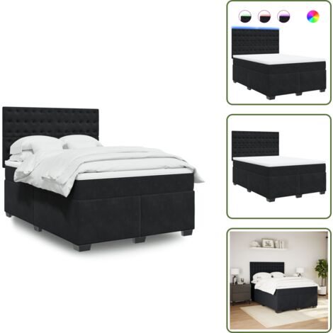 Coprimaterasso per letto - vidaXL Giroletto a Molle con Materasso Nero 160x200 cm in Velluto - Luci a LED per letto