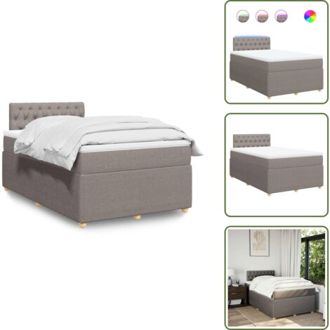 Coprimaterasso per letto - vidaXL Giroletto a Molle con Materasso Tortora 120x190 cm in Tessuto - Letto con testiera